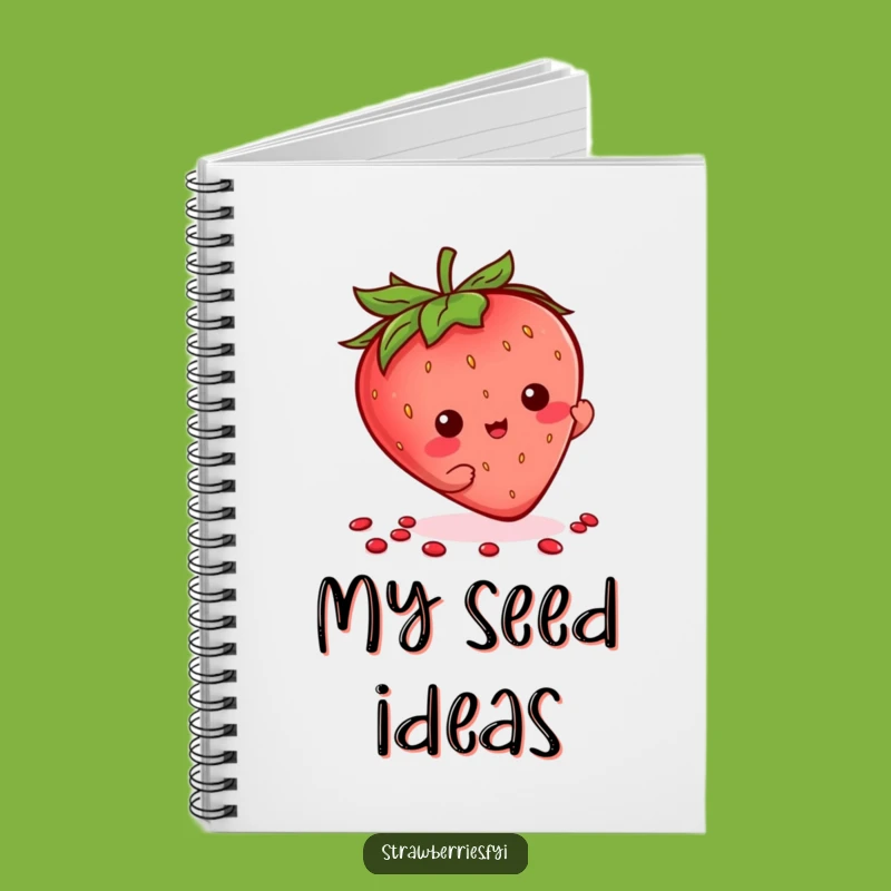 Funny Kawaii Strawberry Seed Flourish Notebook, Creative Journal & Gift