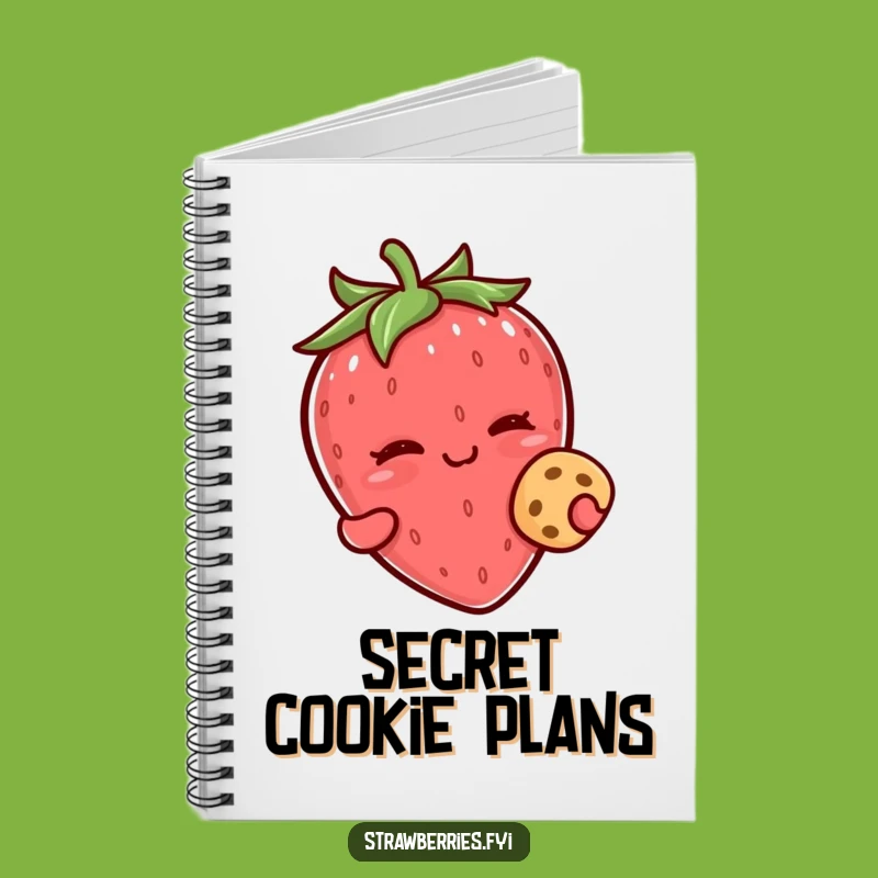 Funny Kawaii Strawberry Wink Cookie Notebook - Journal Your Sweetest Secrets