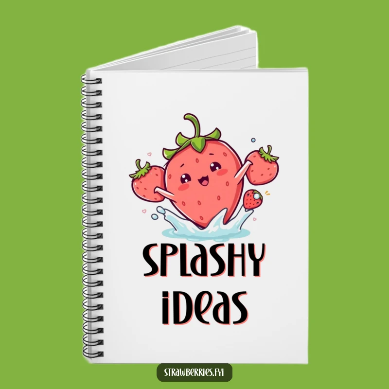 Funny Kawaii Strawberry Splash Notebook - Journal Your Refreshing Ideas