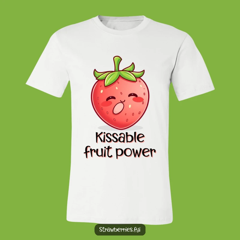 Funny Kawaii Strawberry Kiss T-Shirt, A Joyful Strawberry Graphic Tee Gift