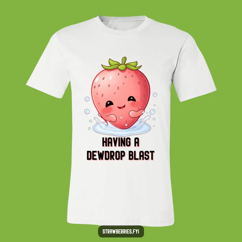 Funny Kawaii Strawberry Splash T-Shirt: Giggling Berry Character Water Play Gift