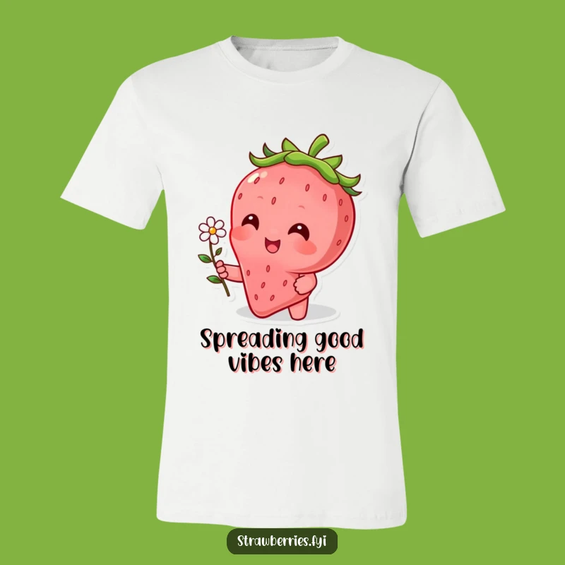 Funny Strawberry Flower T-Shirt - Cute Character Bloom Graphic Tee, Great Gift