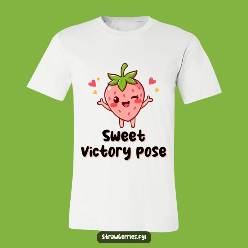 Funny Strawberry Pose T-Shirt: Winking Winner, Celebration Humor Gift