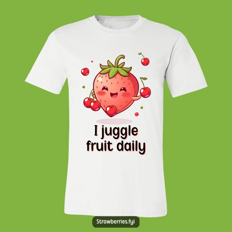 Funny Strawberry Juggling Cherries T-Shirt - Hilarious Fruit Tee Gift
