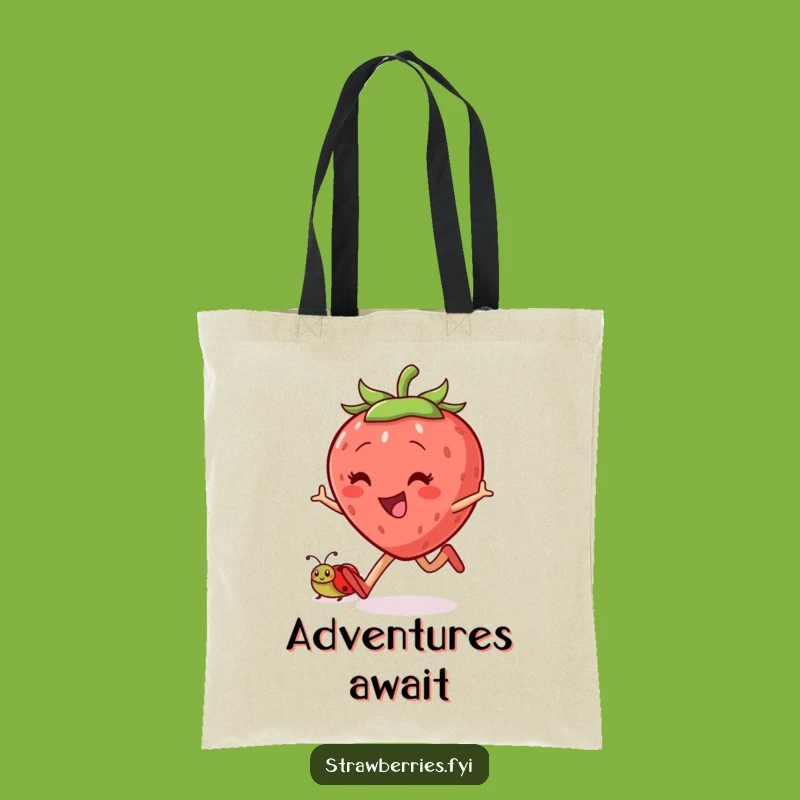 Funny Skipping Strawberry Tote Bag: Carry Joy and Friendship