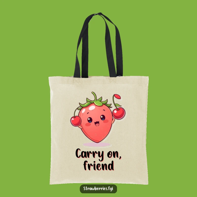 Funny Strawberry Cherry Toss Tote Bag - Carry Your Fun