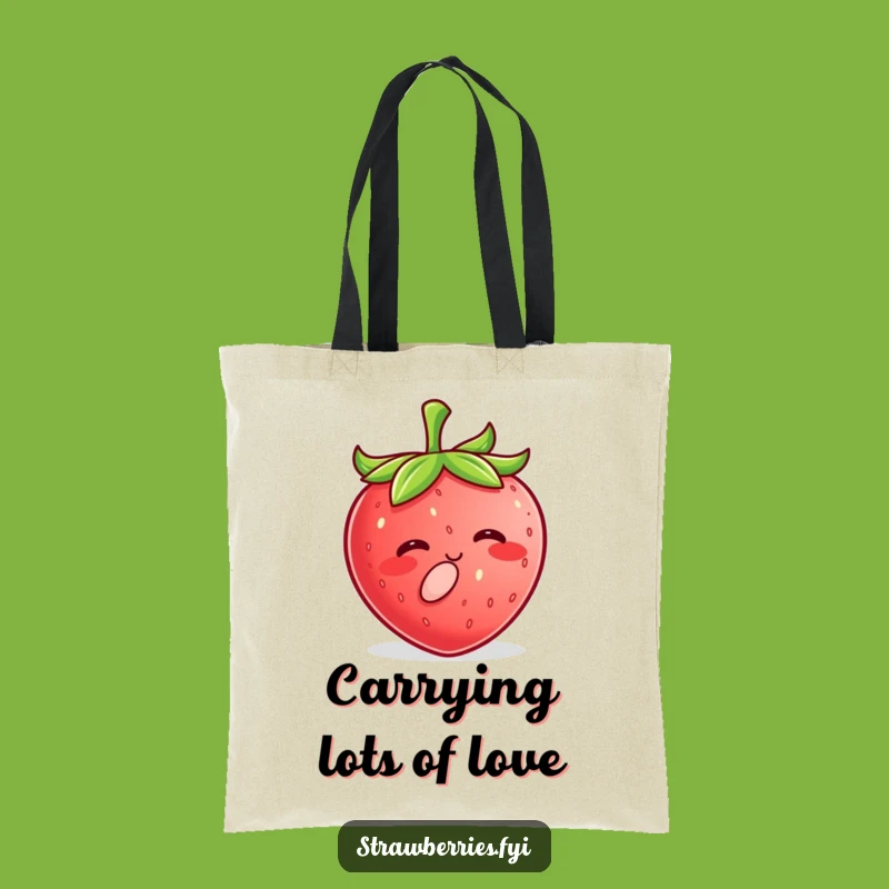 Funny Kawaii Strawberry Kiss Tote Bag, Stylish & Sweet Strawberry Accessory