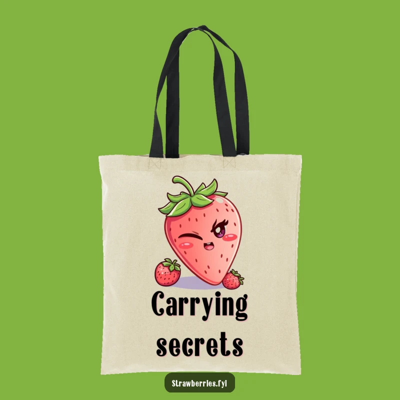 Funny Strawberry Wink Tote Bag: Carry Your Secrets with Style!