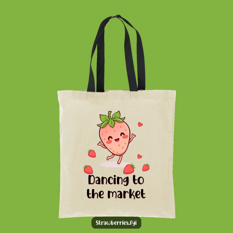 Funny Kawaii Strawberry Dance Tote Bag: Carry Cheerful Berry Character Moves Gift