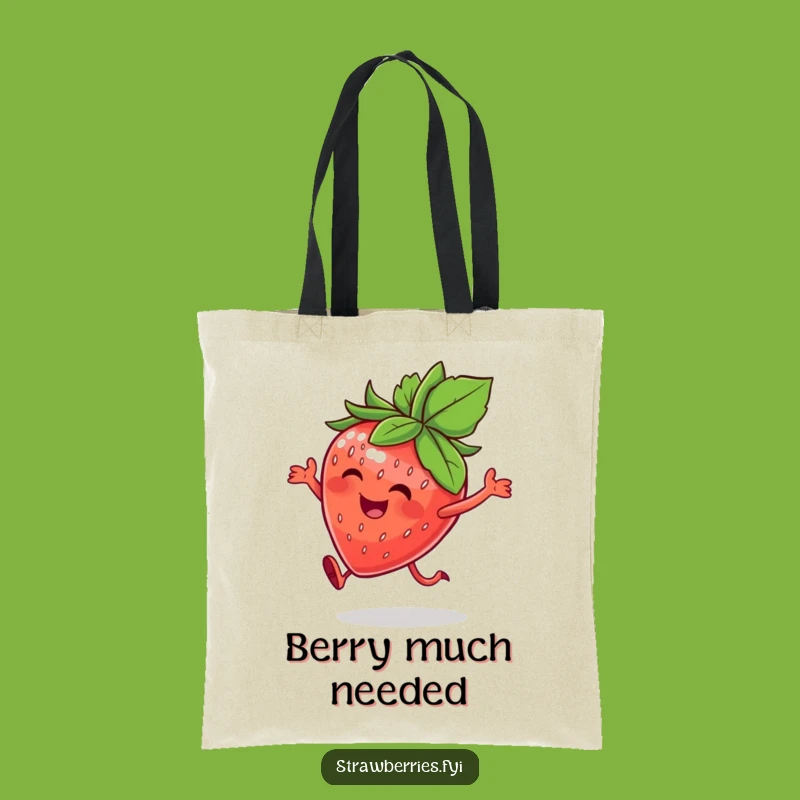 Funny Happy Strawberry Tote Bag - Joyful Hop Humor Gift for Produce Lovers