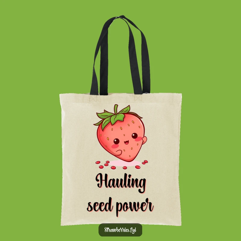 Funny Kawaii Strawberry Seed Flourish Tote Bag, Unique & Stylish Strawberry Accessory