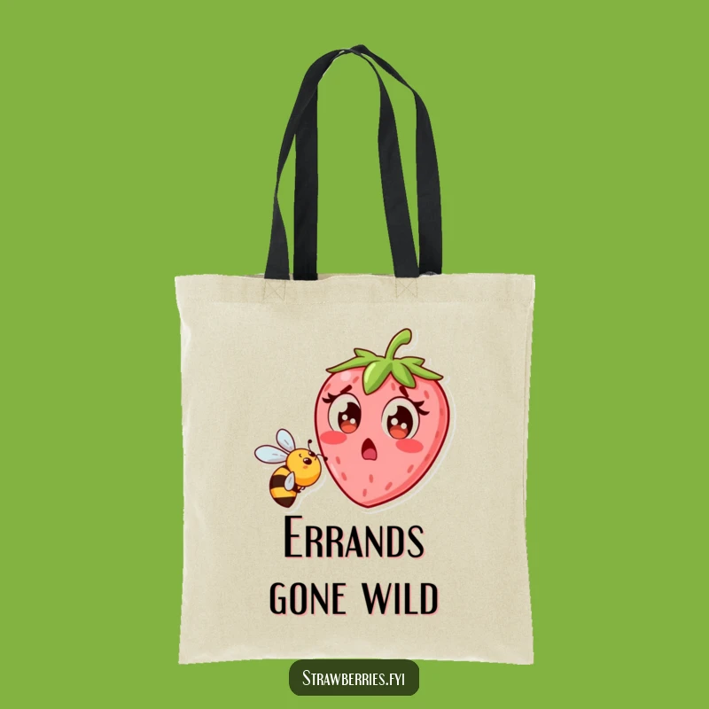 Funny Strawberry Bee Tote Bag - Hilarious Surprise Farmer's Market Shopping Bag