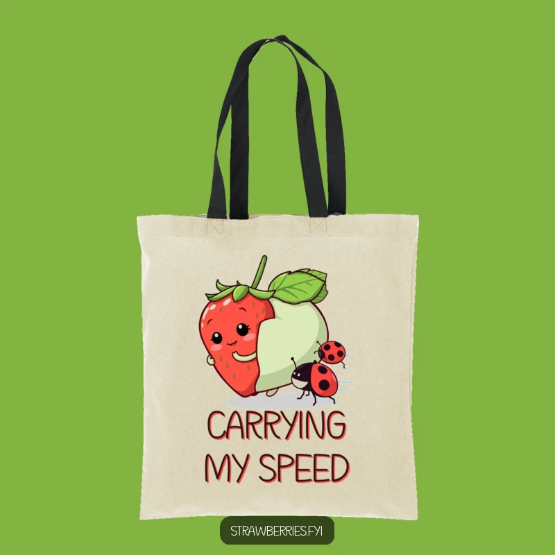 Funny Strawberry Race Tote Bag: Carry Your Goods with Playful Speed