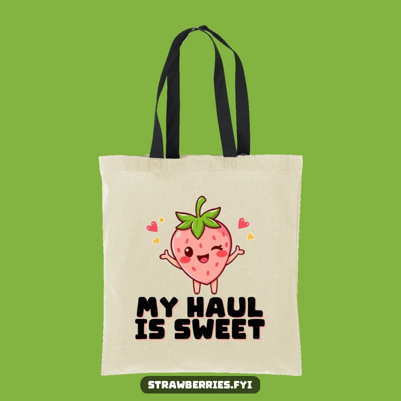 Funny Strawberry Tote Bag: Victory Pose, Winking Style Gift